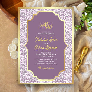 Invitation Lavender Gold Motif musulman Mariage