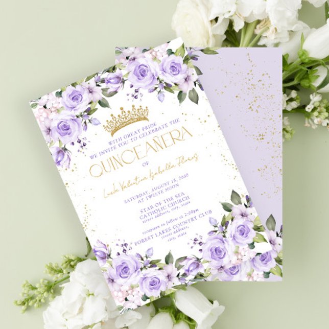 Invitation Lavender Gold Quinceañera Mis Quince 15 Años (Créateur téléchargé)
