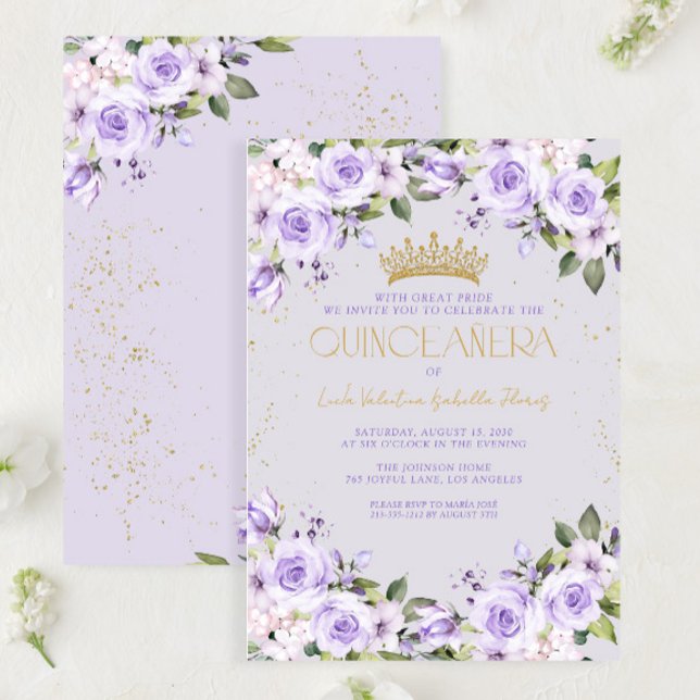 Invitation Lavender Gold Quinceañera Mis Quince 15 Años (Créateur téléchargé)