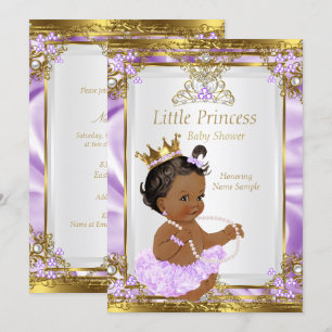 Invitation Lavender Gold White Princess Baby shower ethnique