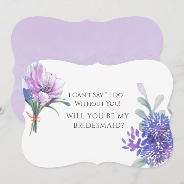 Invitation Lavender Hydrangeas Seras-Tu Ma Femme (Devant / Derrière)