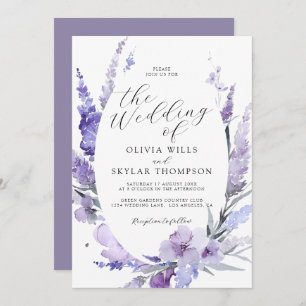 Invitation Lavender Lilac Floral Botanique Violet Mariage