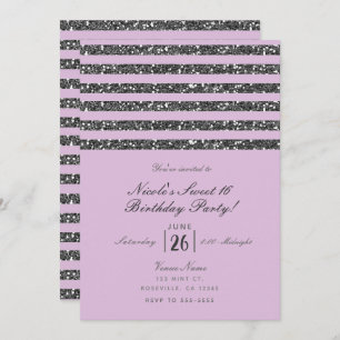 Invitation Lavender Lilac Purple Silver Parties scintillant S