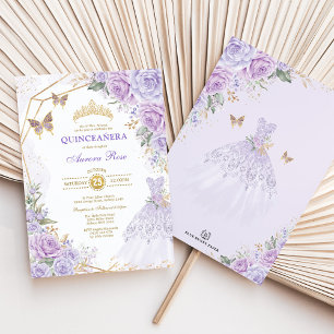 Invitation Lavender Lilac Roses Quinceañera Princesse Anniver