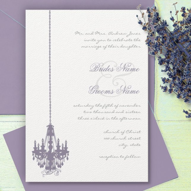 Invitation Lavender Lilac Vintage Lustre Mariage damassé (Créateur téléchargé)