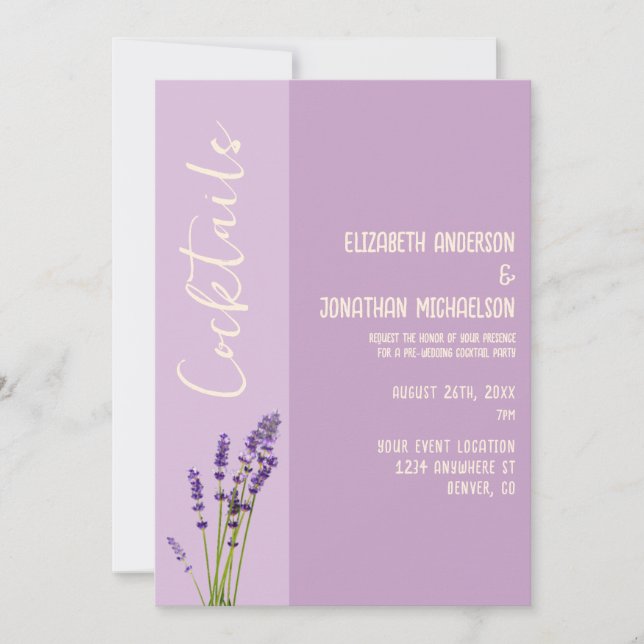 Invitation Lavender Love Pré-Mariage Cocktail Party (Devant)