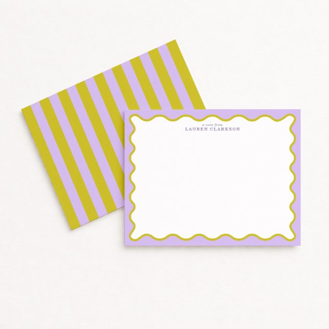 Invitation Lavender & Mustard Wavy Border Note Card (Créateur téléchargé)