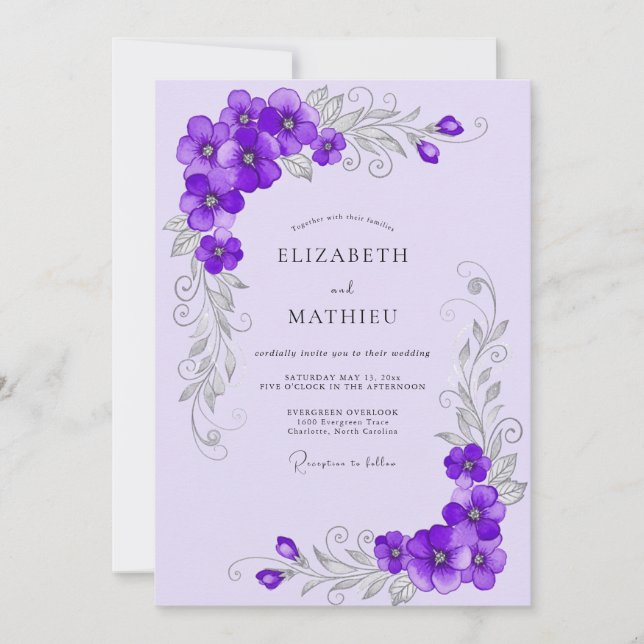 Invitation Lavender Ornate Spring Wedding (Devant)