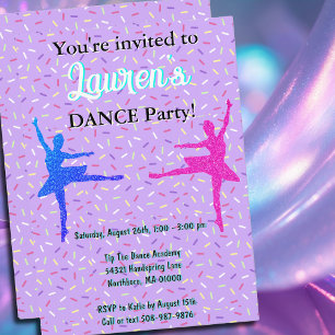 Invitation Lavender Parties scintillant Ballerina Dance Party