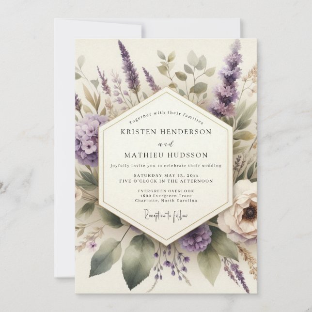 Invitation Lavender Pastoral Bloom Wedding (Devant)