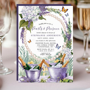 Invitation Lavender Pearls et Prosecco Garden Fête des mariée