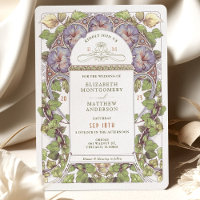 Lavender Petunia Vintage Wedding Art Nouveau Mucha