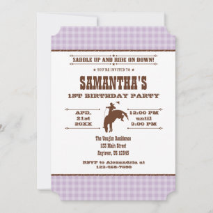 Invitation Lavender Plaid Cowboy Rodeo Anniversaire Invitatio