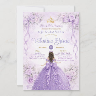 Invitation Lavender Princess Quinceañera lilas violet