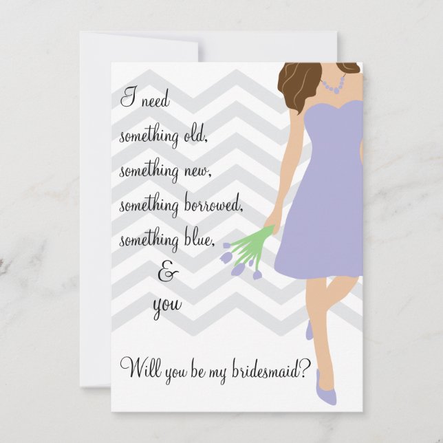 Invitation Lavender Purple Chevron Seras-Tu Ma Porte-Mains ? (Devant)