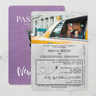 Invitation Lavender Purple New York City Passport Mariage