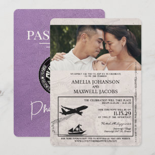 Invitation Lavender Purple Philippines Mariage de passeport