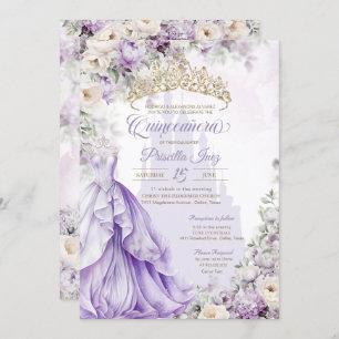 Invitation Lavender Purple Princess Fairytale Quinceañera