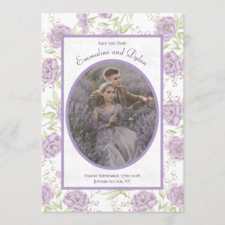 Invitation Lavender Purple Rose Wedding Save the Date
