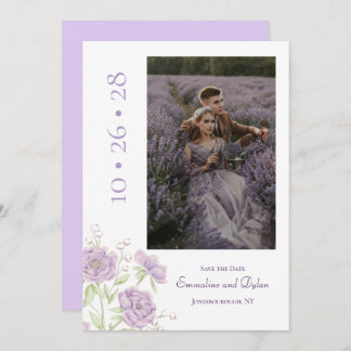 Invitation Lavender Purple Rose Wedding Save the Date