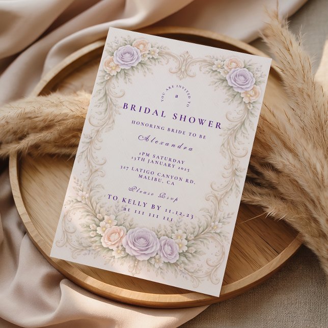 Invitation Lavender Rose Baroque Bridal Shower (Créateur téléchargé)