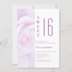 Invitation Lavender Rose Sweet 16 fête d'anniversaire