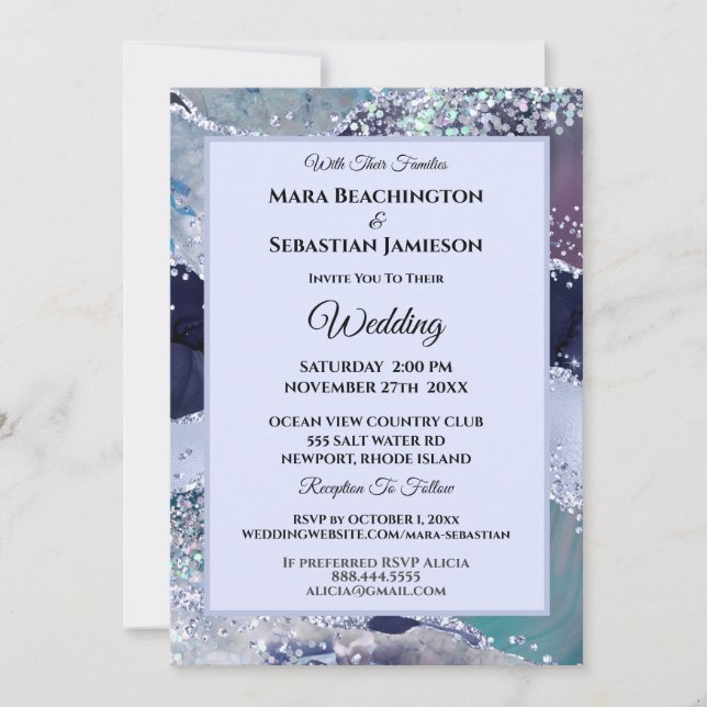 Invitation *~* Lavender RSVP Website AGATE Stars AR13 Mariage (Devant)