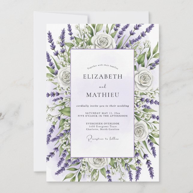 Invitation Lavender Serene Countryside Wedding (Devant)