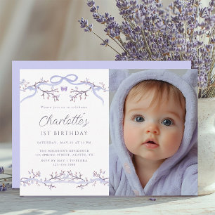Invitation Lavender Spring Garden 1er Anniversaire Photo