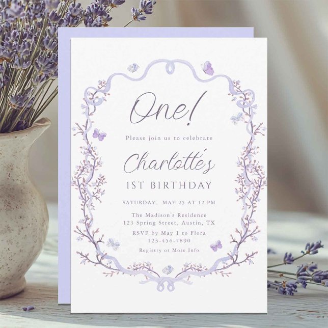 Invitation Lavender Spring Garden 1ère fête d'anniversaire (Créateur téléchargé)