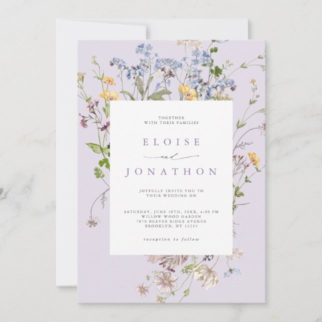 Invitation Lavender Spring Wildflower Meadow Garden Wedding   (Devant)