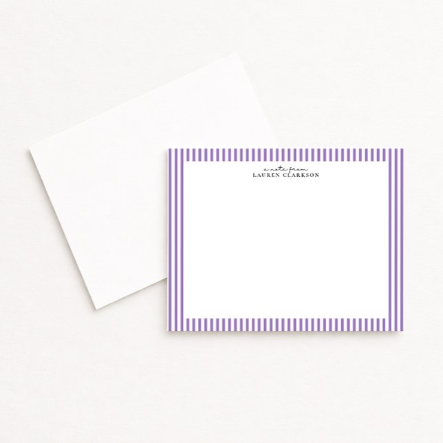 Invitation Lavender Stripe Border Note Card (Créateur téléchargé)