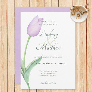 Invitation Lavender Tulip Solo Purple Mariage moderne