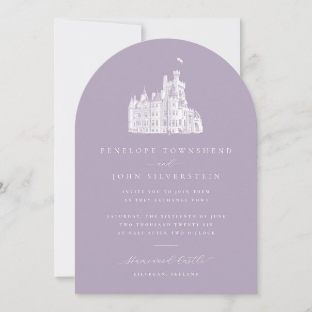 Invitation Lavender Vintage Castle Arch Wedding (Devant)
