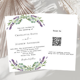 Invitation Lavender violet floral formel QR Détails mariage