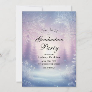 Invitation Lavender Winter Snowfall Senade Graduation