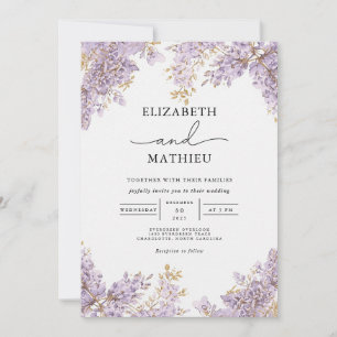 Invitation Lavender Wisteria Mariage Floral