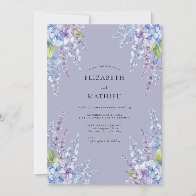Invitation Lavender Wisteria Romantic Wedding (Devant)