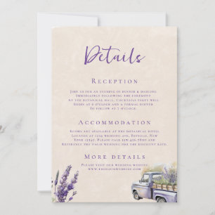Invitation Lavender Wisteria Vintage Truck Détails du Mariage