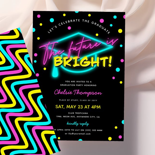 Invitation L'avenir est Bright Neon Graduation Party (Créateur téléchargé)
