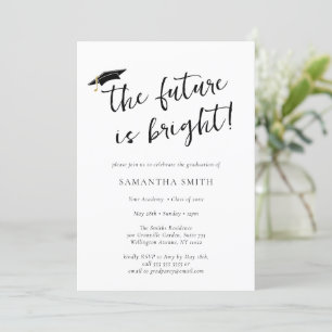 Invitation L'Avenir Est Bright Script Graduation Cap Party