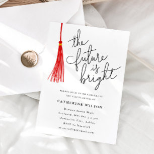 Invitation L'avenir est brillant Red Graduation Party Photo