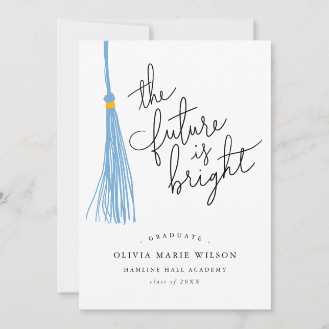 Invitation L'Avenir Est Clair Bleu Tassel Graduation (Devant)