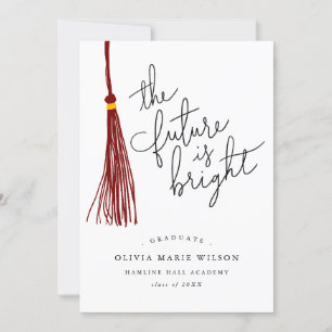 Invitation L'Avenir Est Une Citation Lumineuse Maroon Tassel 
