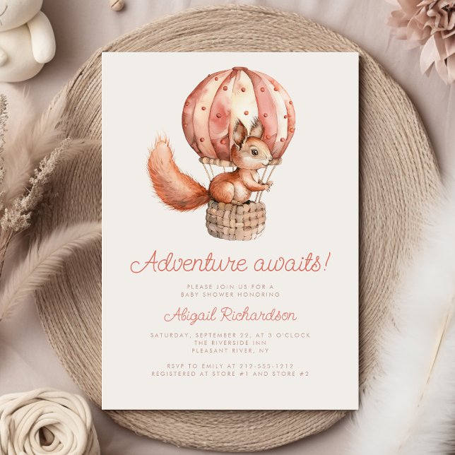Invitation L'aventure Attend Douce Écureuil Fête de Naissance (Créateur téléchargé)