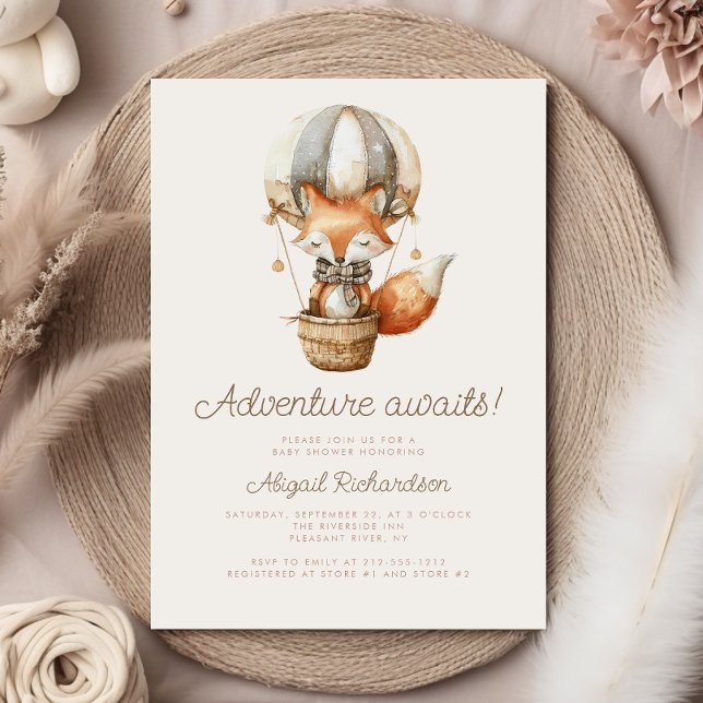 Invitation L'aventure Attend Douce Renarde Fête Prénatale Bal (Créateur téléchargé)