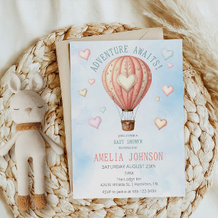 Invitation L'aventure Attend Fête Bébé Montgolfière