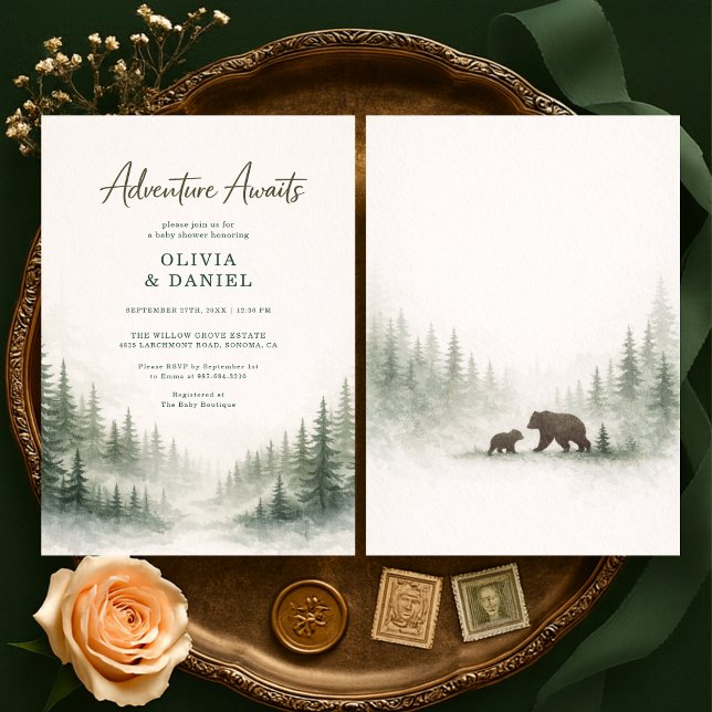 Invitation L'aventure Attend Fête de Bébé en Forêt (Créateur téléchargé)