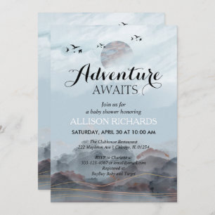 Invitation L'aventure attend le baby shower boisé rustique 