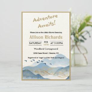 Invitation L'aventure attend le baby shower de la montagne Go